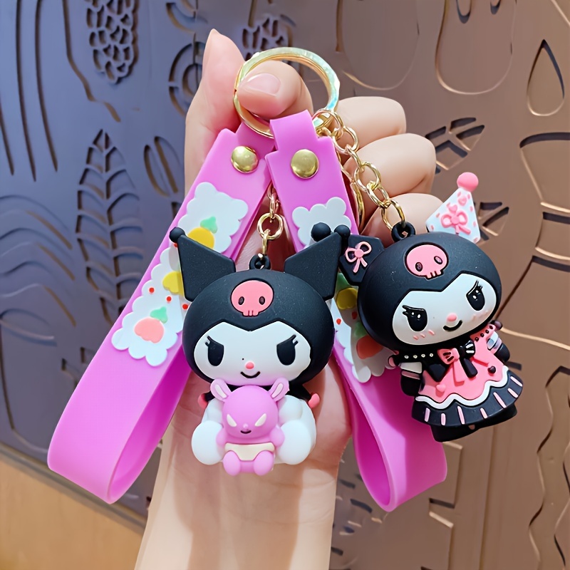 Sanrio 1pc Kuromi Bracelet Wristlet Keychain Cute Animal Kawaii Anime Doll Bag Charm Phone Lanyard Car Pendant Women Girls Gift,Temu