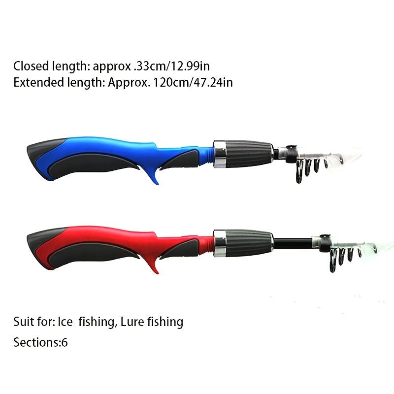 (Sky Blue) Carbon Fiber Super Hard Boat Ice Fly Lure Fishing Rod with Reel Tackle Set