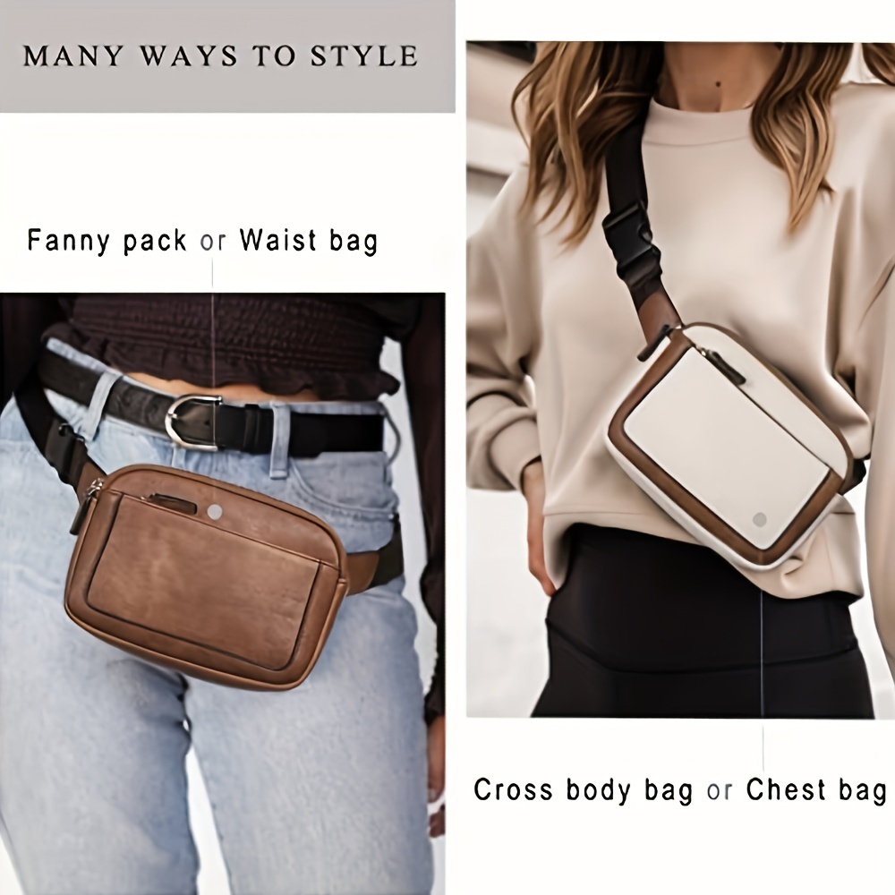 100pcs Women Fanny Packs Black Vegan Leather Sling Bags Crossbody Versatile  Waist Bag Ladies Chest Bag Phone Shopping Holder