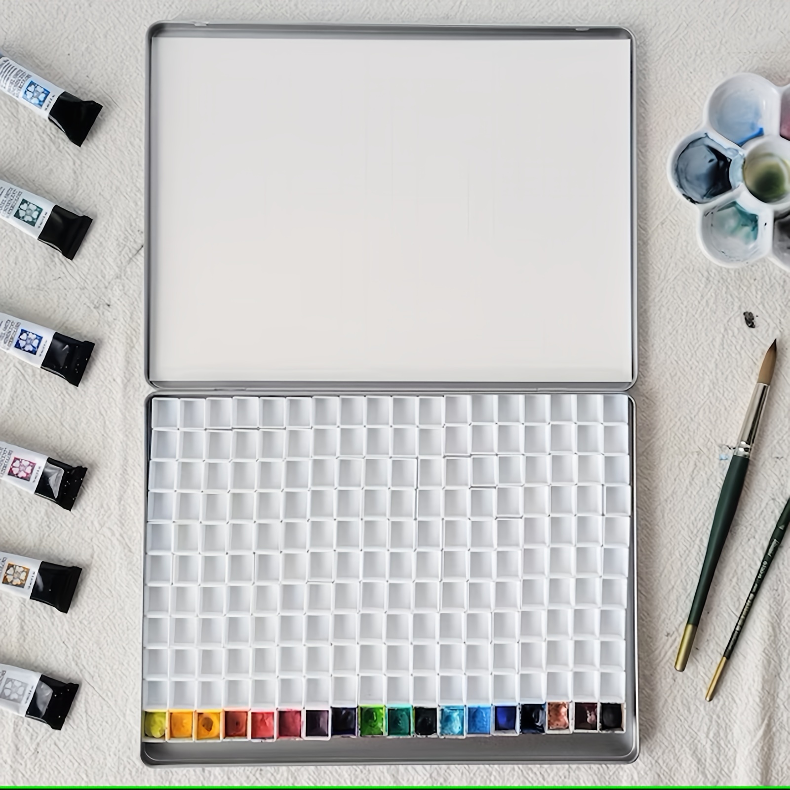 50pcs Empty Watercolor Pans, 0.07oz Water Color Pallet Pans For Watercolor  Tin, Paint Tray Palettes, Pallets For Painting Or DIY, Paint Palettes, Pain