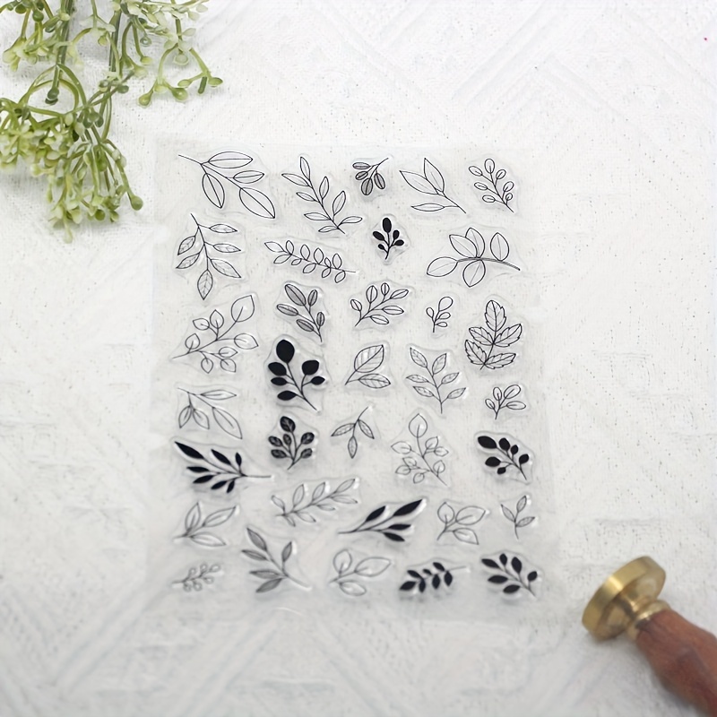 Ready Made Rubber Stamp - Natural Plant Leaves Clear Silicone Stamps