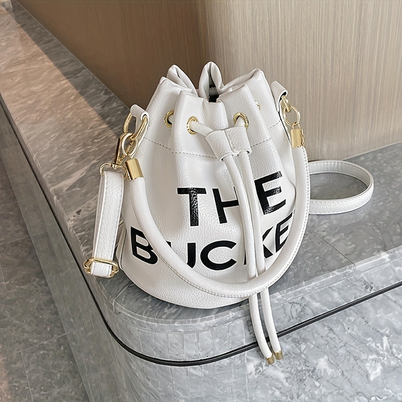 Mini Bucket Bag For Women Letter Print Crossbody Bag Luxury Drawstring  Purse Handbag - Bags & Luggage - Temu