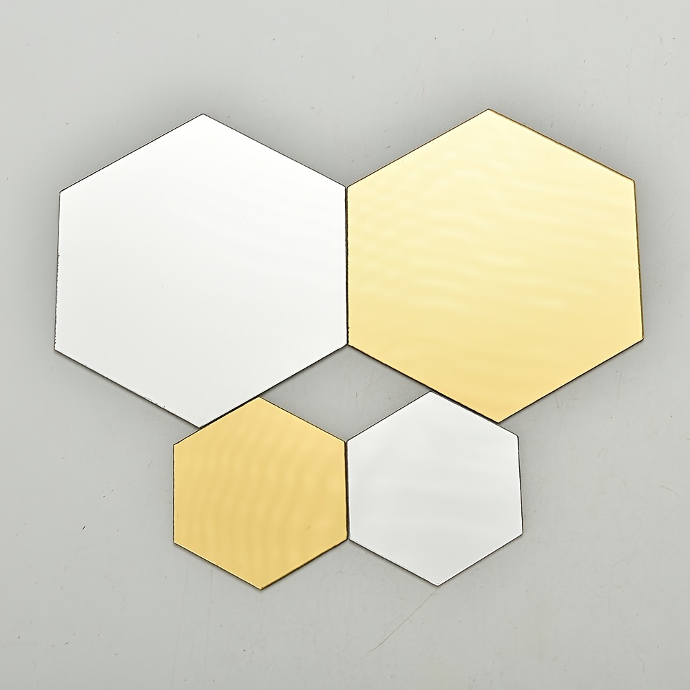 12pcs 3D Hexagon Mirror Wall Decals Self Adhesive Bathroom Removable Stic