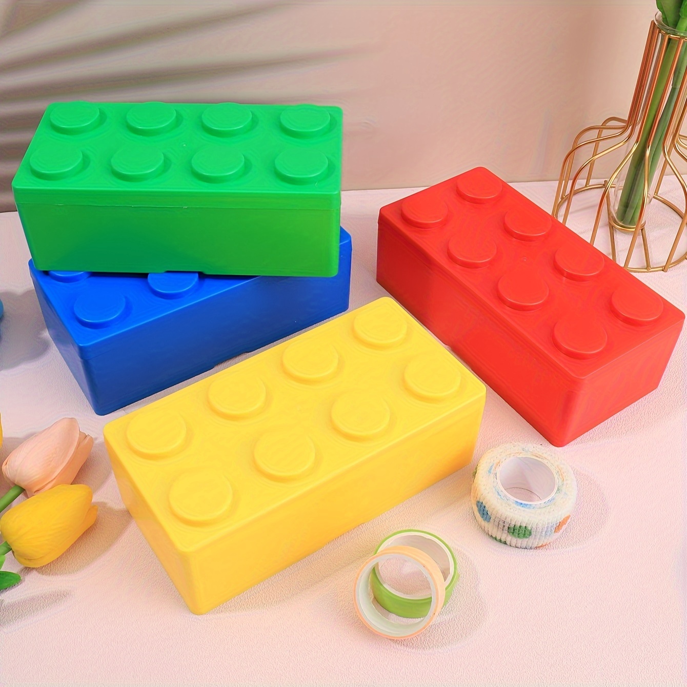 Stackable Building Blocks Storage Box With Carrying Handle - Temu Italy