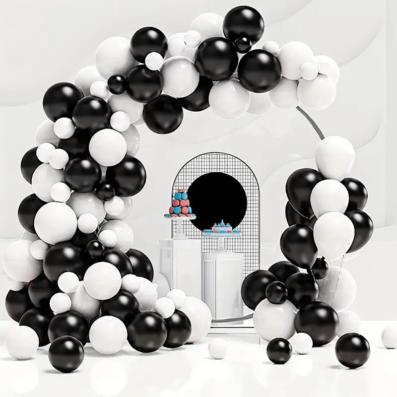 Blanc or noir - Ballons en Latex avec perles12 pouces, décor de