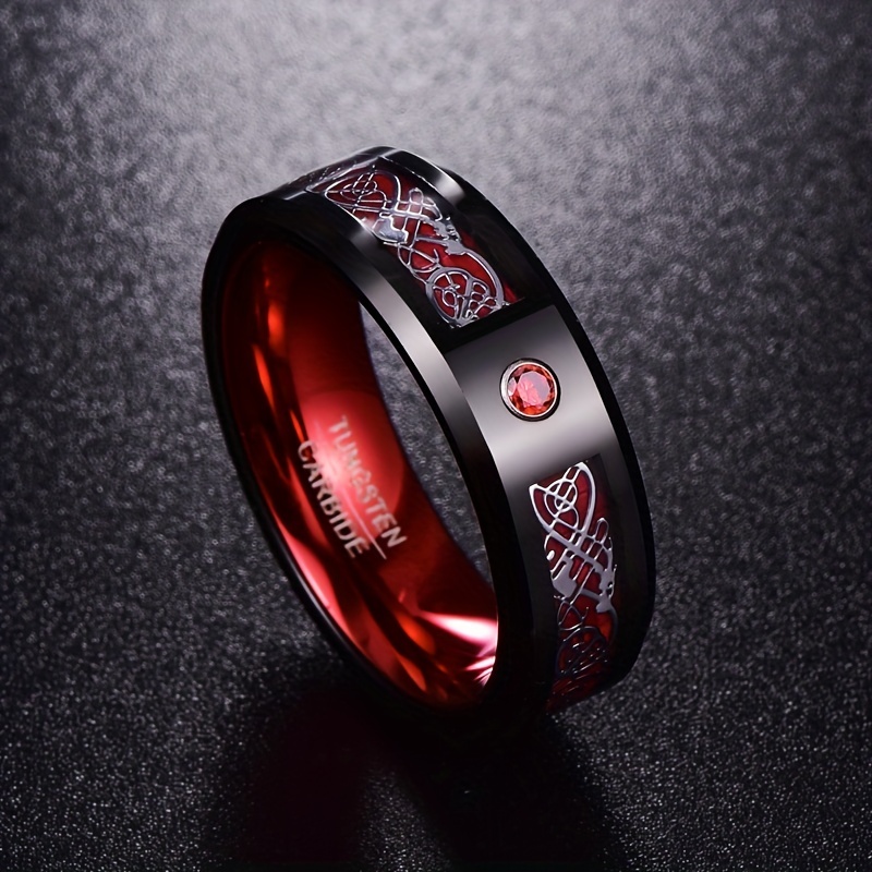 Rings Ring Jewelry Red Blue Black Dragon Inlay Comfort