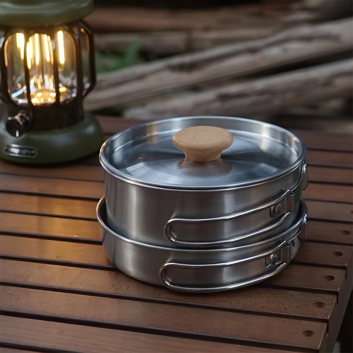 304 Stainless Steel Pot Foldable Portable Camping Cookware - Temu