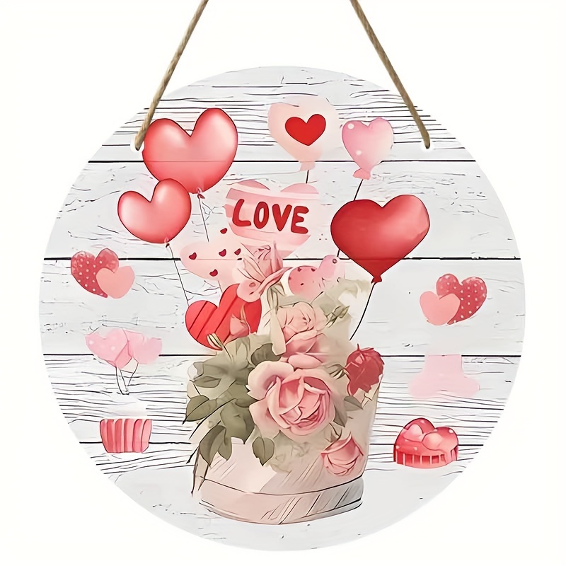 Valentine Hearts Wreath Sign Valentine Round Wreath Sign - Temu