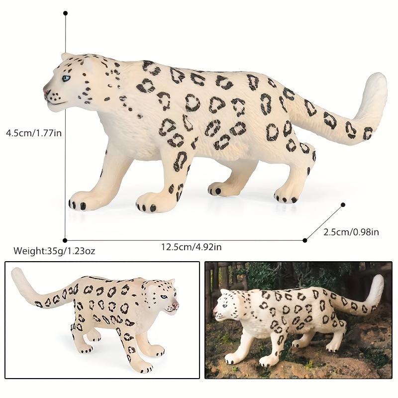 Snow Leopards 4 Pieces Snow Leopard Figurine PVC Snow Leopards Miniature  Wild Animals Model Action Figure For Clooection