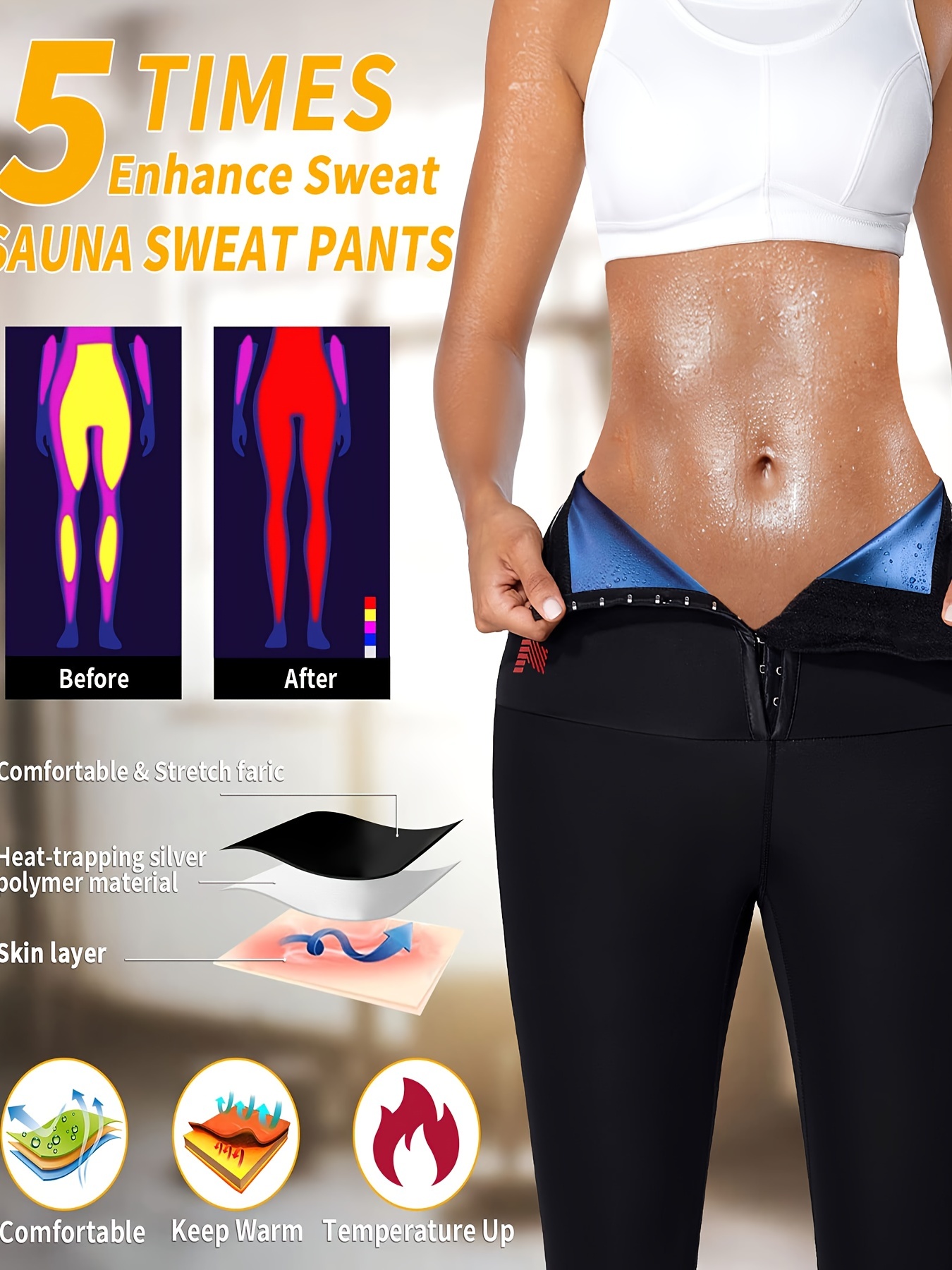 Sauna Sweat Pants Women High Waist Compression Slimming - Temu Canada