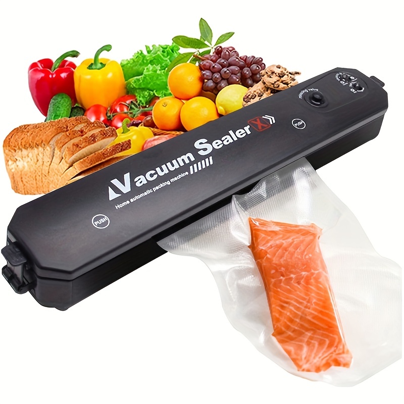 Vacuum Sealer Machine For Food Saver - Food-Vacuum-Sealer Automatic Air  Sealing System For Food Storage Dry And Wet Food Modes Compact Design With  10Pcs Seal Bags Starter Kit (Black)