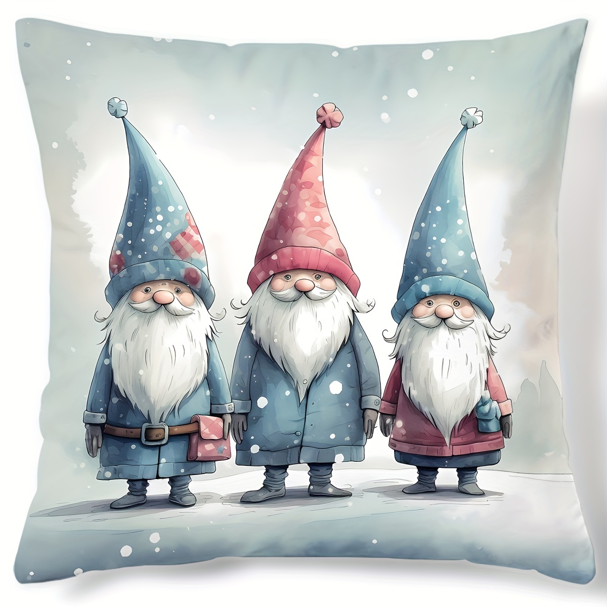 Blue Christmas Gnome Throw Pillow Cover in 2023