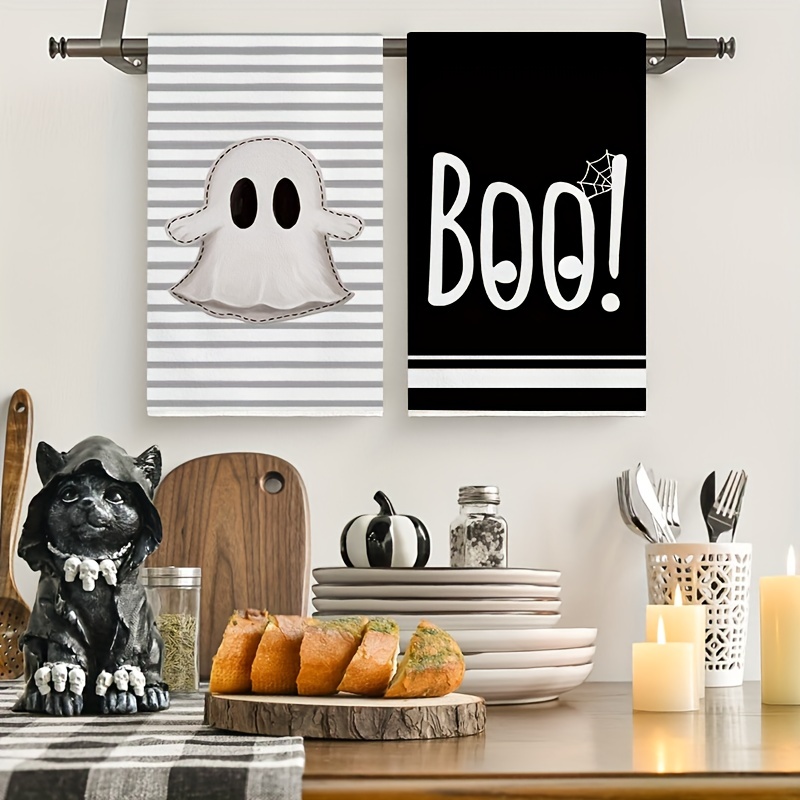 2pcs Halloween Hand Towels Pumpkin Ghost Pattern Square Dish - Temu