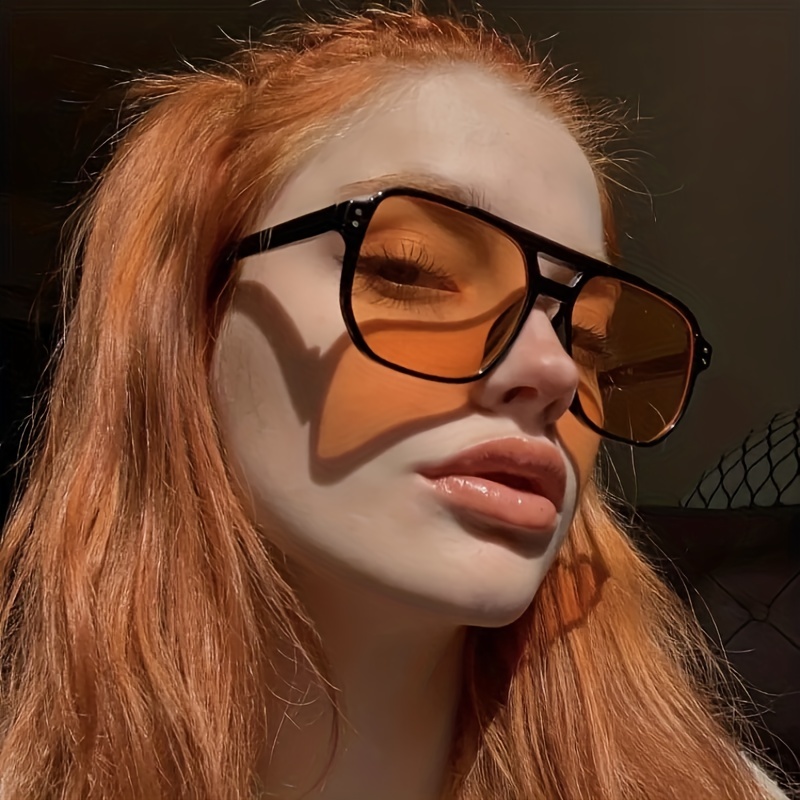 Retro Oversized Square Polarized Sunglasses for Women Men Vintage Double  Bridge Shades UV400 Classic Large Metal Sun Glasses