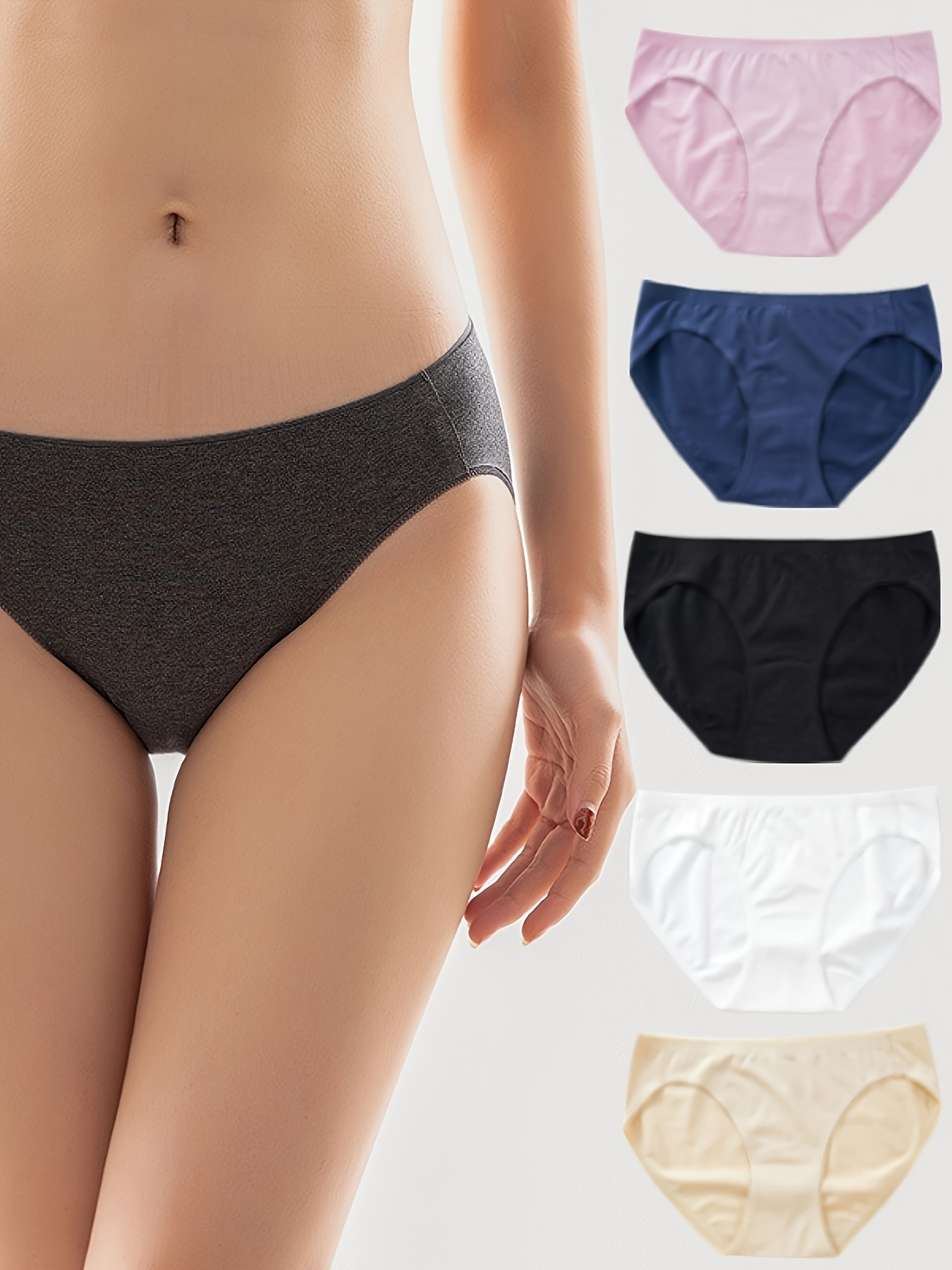 7 Pack Womens Low Comfy Panties Simple Bikini Style - Temu Republic of Korea