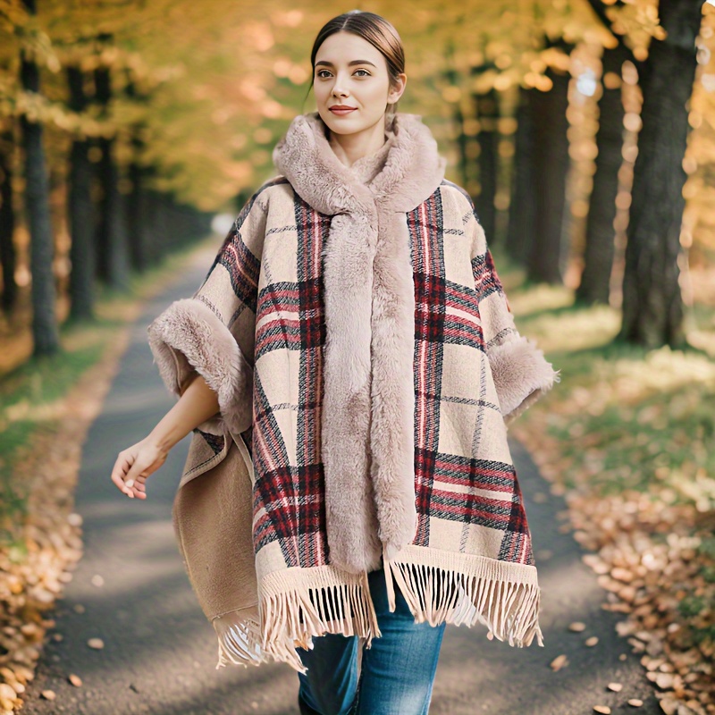 Plaid poncho outlet coat