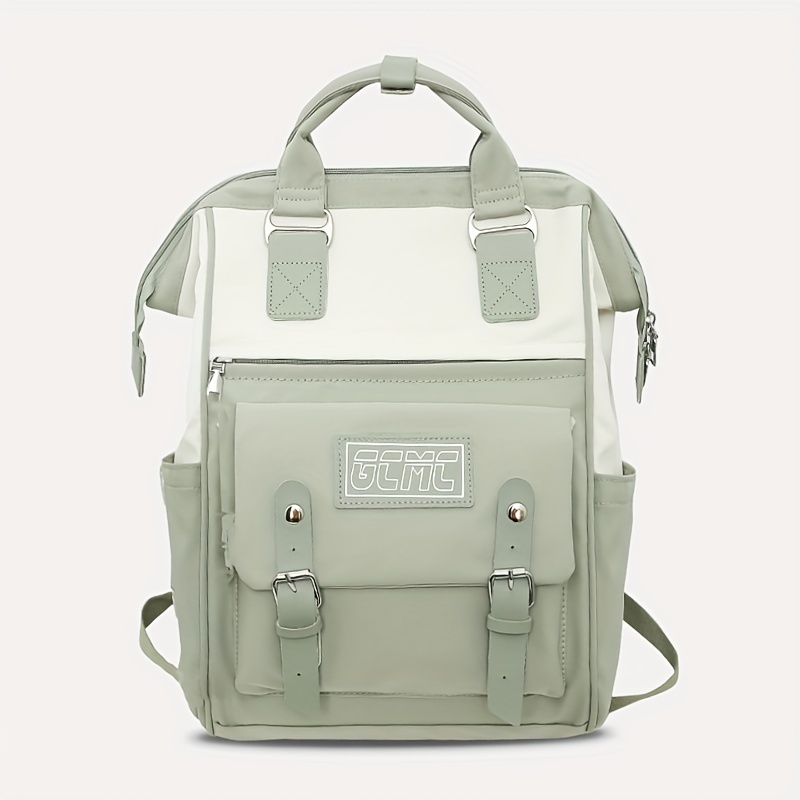 Contrast Tote Backpack Preppy Style School Bag For Travel Work