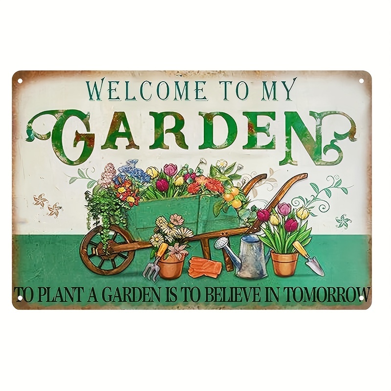 

Vintage Gardening Metal Signs - Garden Rules Tin Sign, Retro Signs Gardening Lover Gift Wall Art Decoration Plaques 8x12 Inches