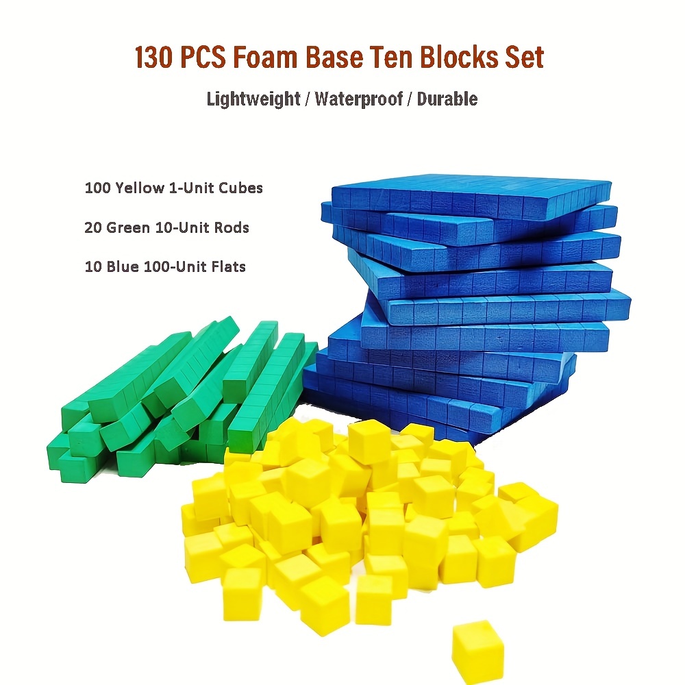 

130 Pcs Foam Base Ten Blocks For Math - Value Blocks, Base 10 Math Manipulatives K-3, Math Counters, Number Blocks, Math Cubes, Counting Blocks Math, Halloween, Christmas And Thanksgiving Day Gift