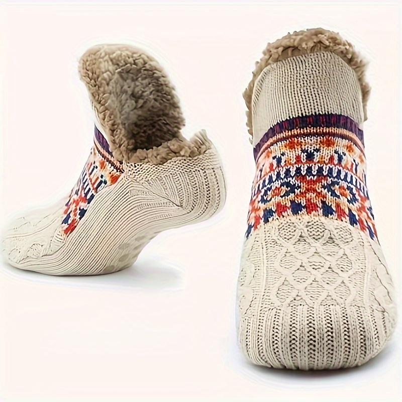 Men's Fluffy Slouch Winter Warm Plush Non Slip Grip Soft Comfy Slippers Socks