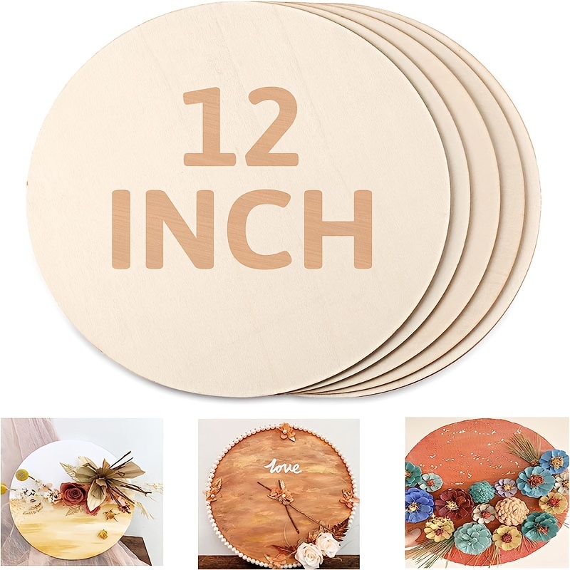 

5pcs 12-inch Round Wooden Circles For Crafts Wooden Cutouts Wood Discs Wooden Plaque For Door Hanger