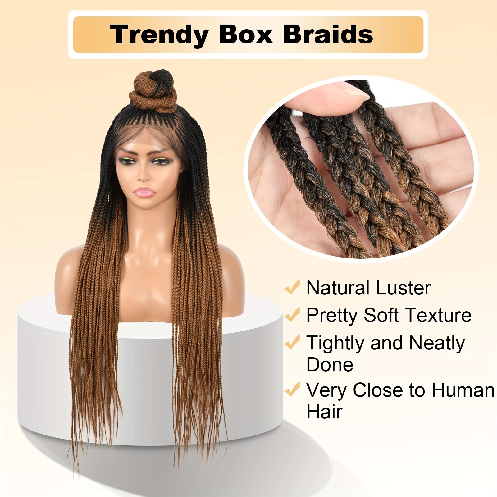  Brinbea 13X7 Lace Front Cornrow Box Braided Wigs Burgundy Box Braid  Wig with Baby Hair Synthetic Lace Frontal Updo Bun Braided Hair Wig for  Women 30 : Beauty & Personal