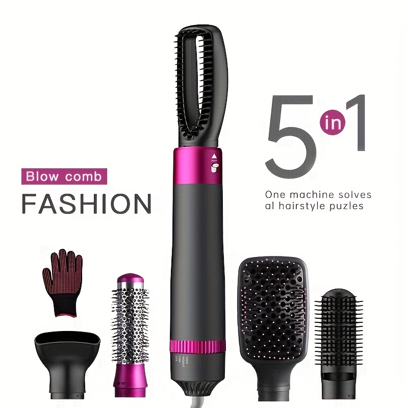 Hair Dryer 5 In 1 Electric Hair Comb Blow Dryer Brush Air Comb Curling Wand  Fast Heating Detachable Brush Styler Tool Kit - AliExpress