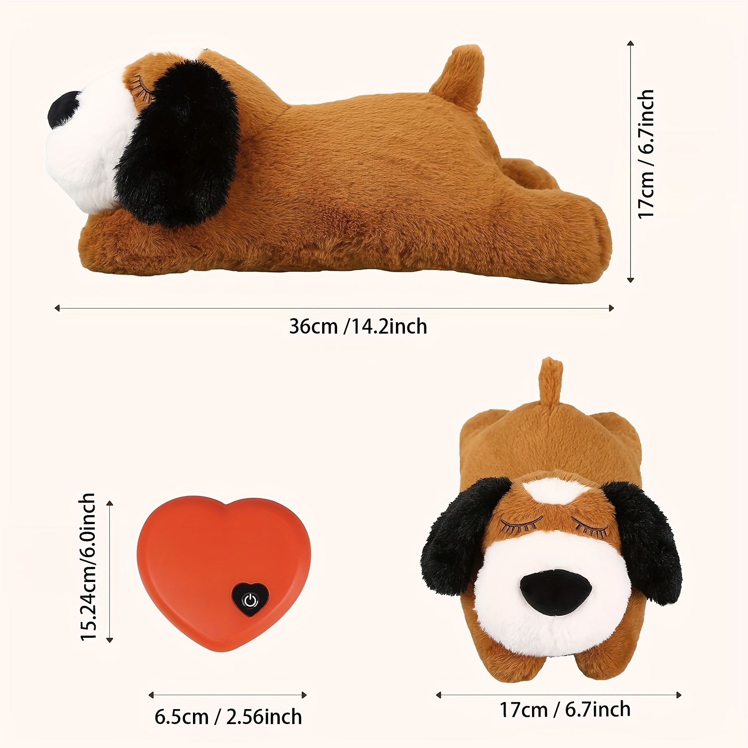ALL FOR PAWS Dog Anxiety Relief Plush Toy,Dog Sleep Aid Warm Comfort  Toys,Dog Pillow for Puppy Crate,Dog Stuffed Animals,Dog Toys for Small Dogs