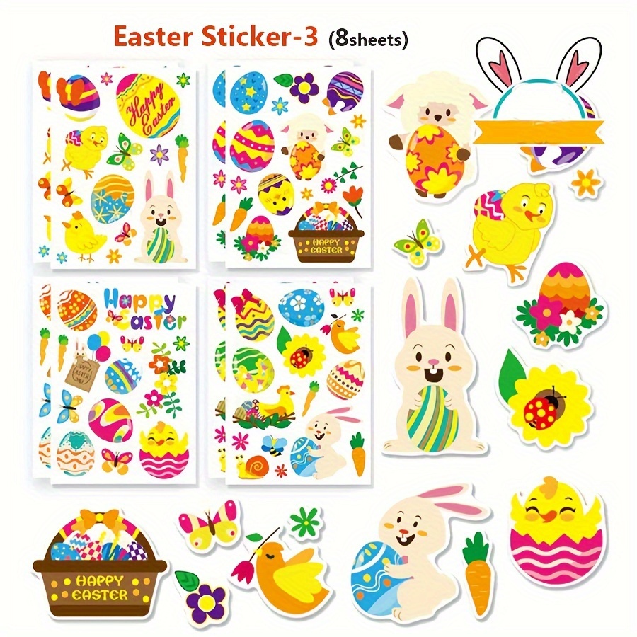 Happy Easter Stickers 30mm diameter - set of 144 Easter Bunny