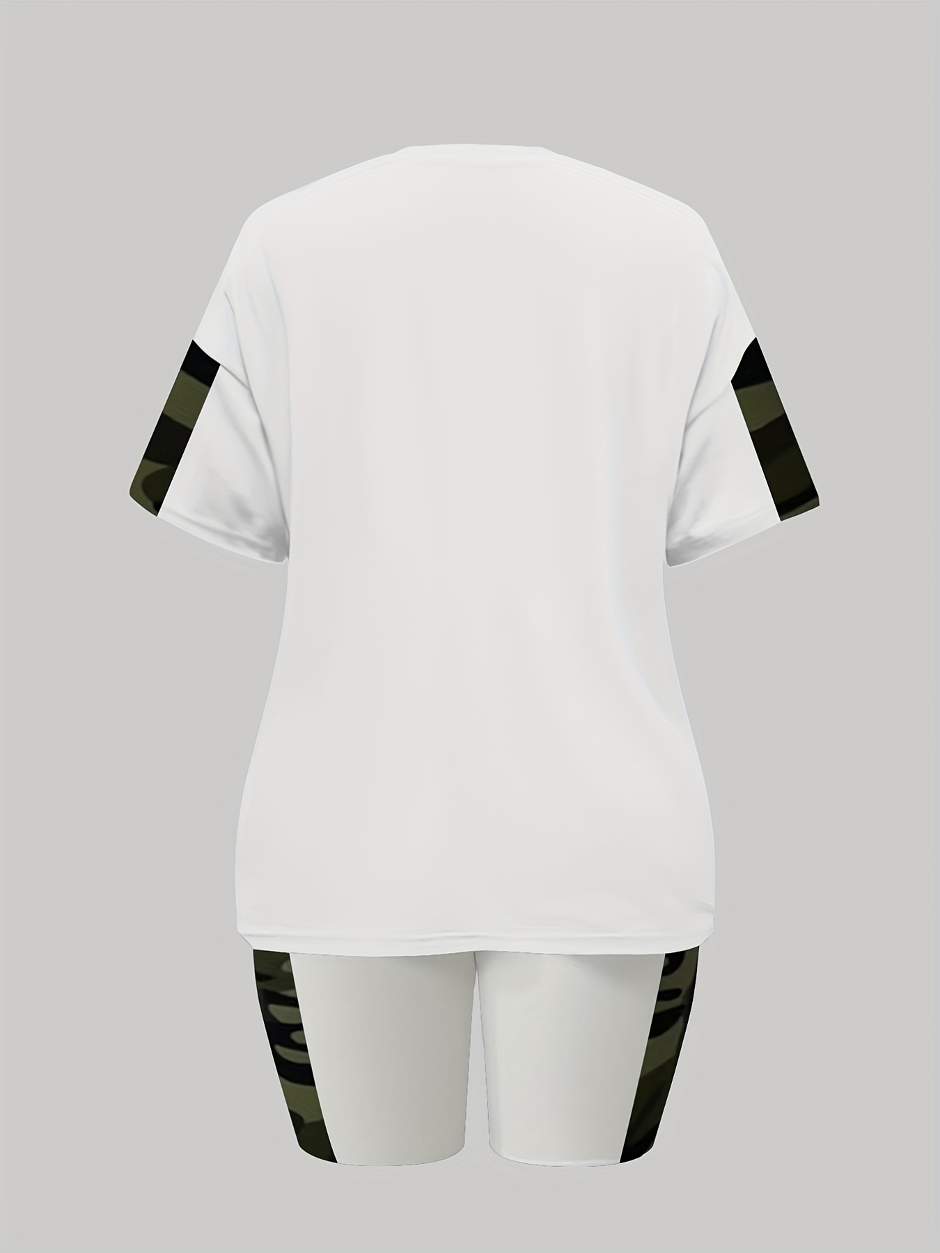 Camouflage Print 2-Piece Set: T-shirt & Biker Shorts