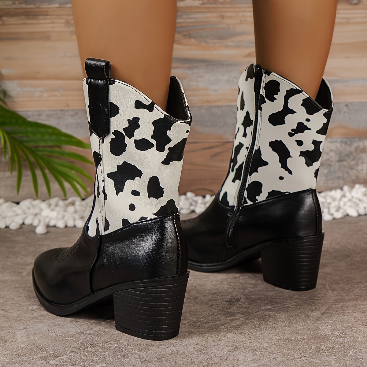 cow print knee high boots