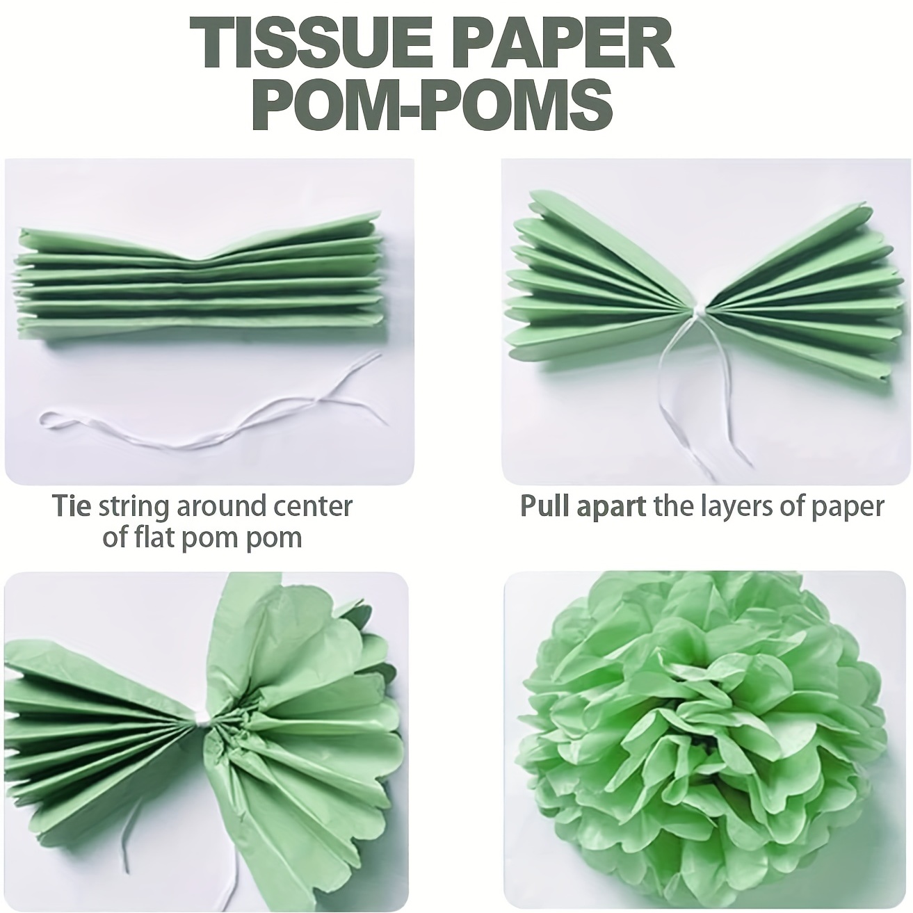 Sage Green Bright Tissue Paper Pom Poms For Birthday - Temu