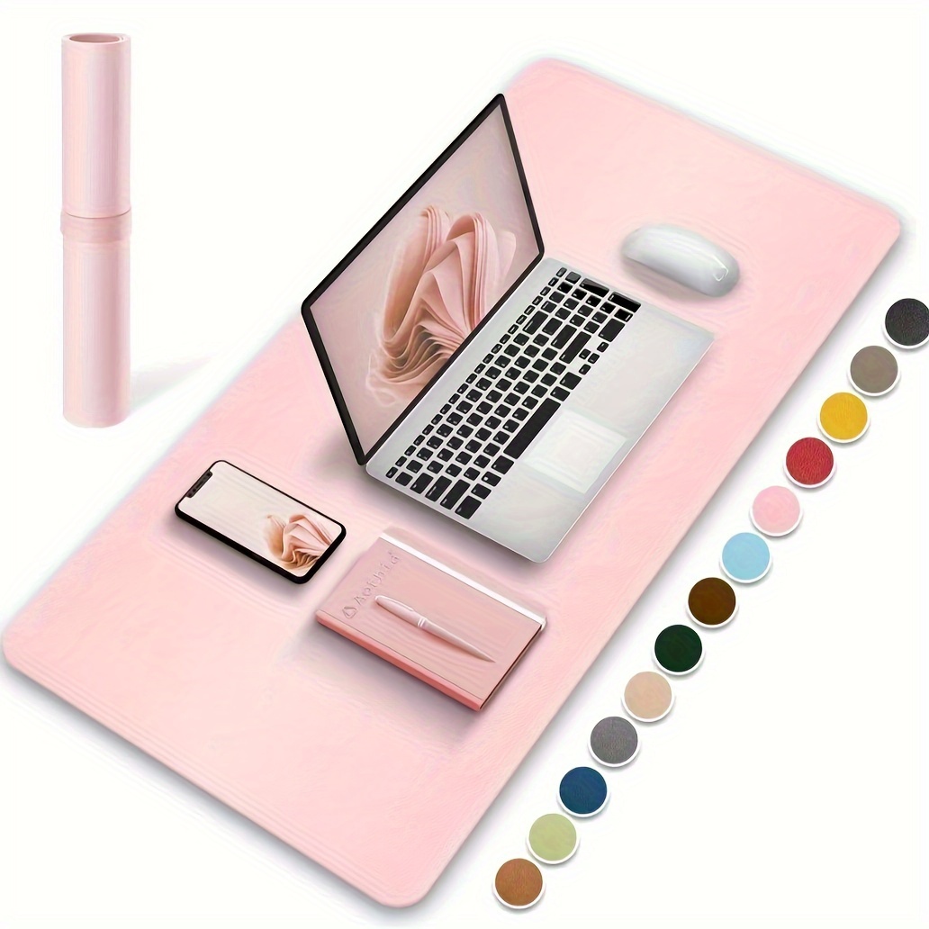 SET tavolo da scrivania in pelle rosa da donna - 8 pezzi accessori
