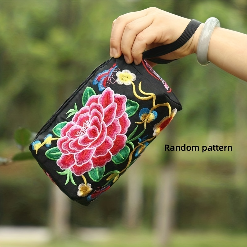 Flower Embroidery Coin Purse, Fashion Kiss Lock Wallet, Mini Pu Leather  Card Holder - Temu