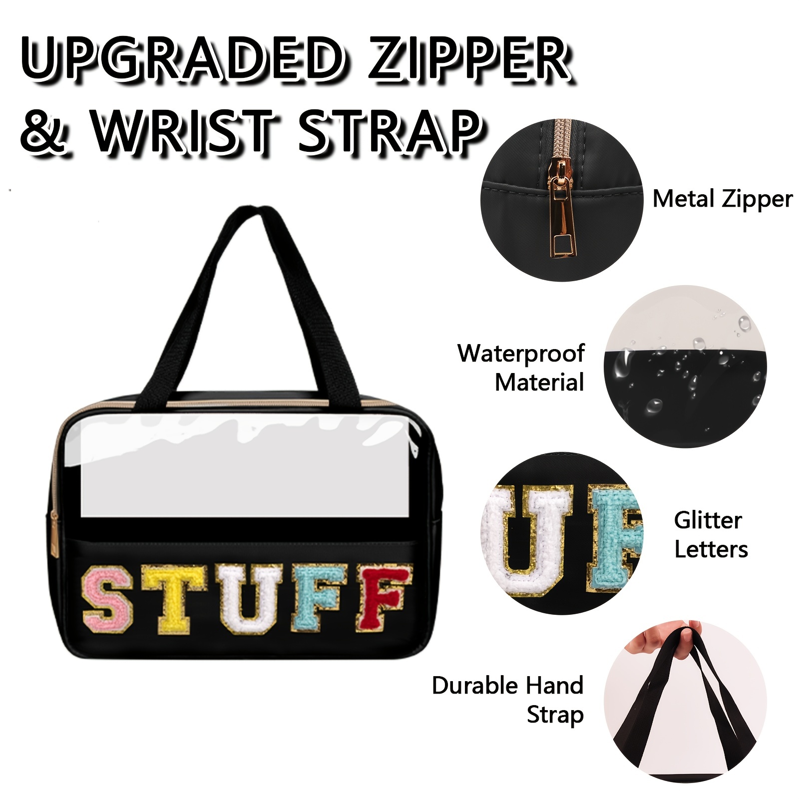 Clear Zipper Pouches Waterproof Chenille Patches Zipper Pvc - Temu