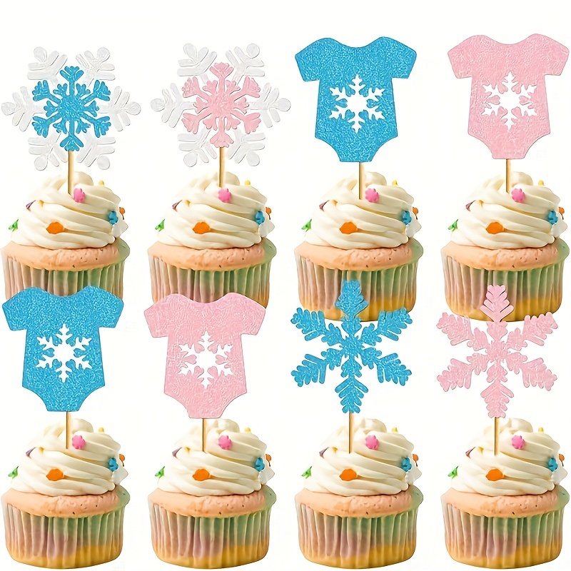 24pcs, Little Snowflake Cupcake Toppers Silver Snowflake Cake Topper  Snowflake Cupcake Toppers Snowflake Cake Decor Snowflakes Cake Decorations