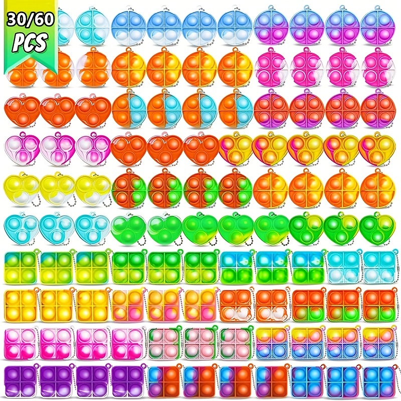 Random Color Pop Fidget Toys Bulk Mini Pops Keychains Kids - Temu