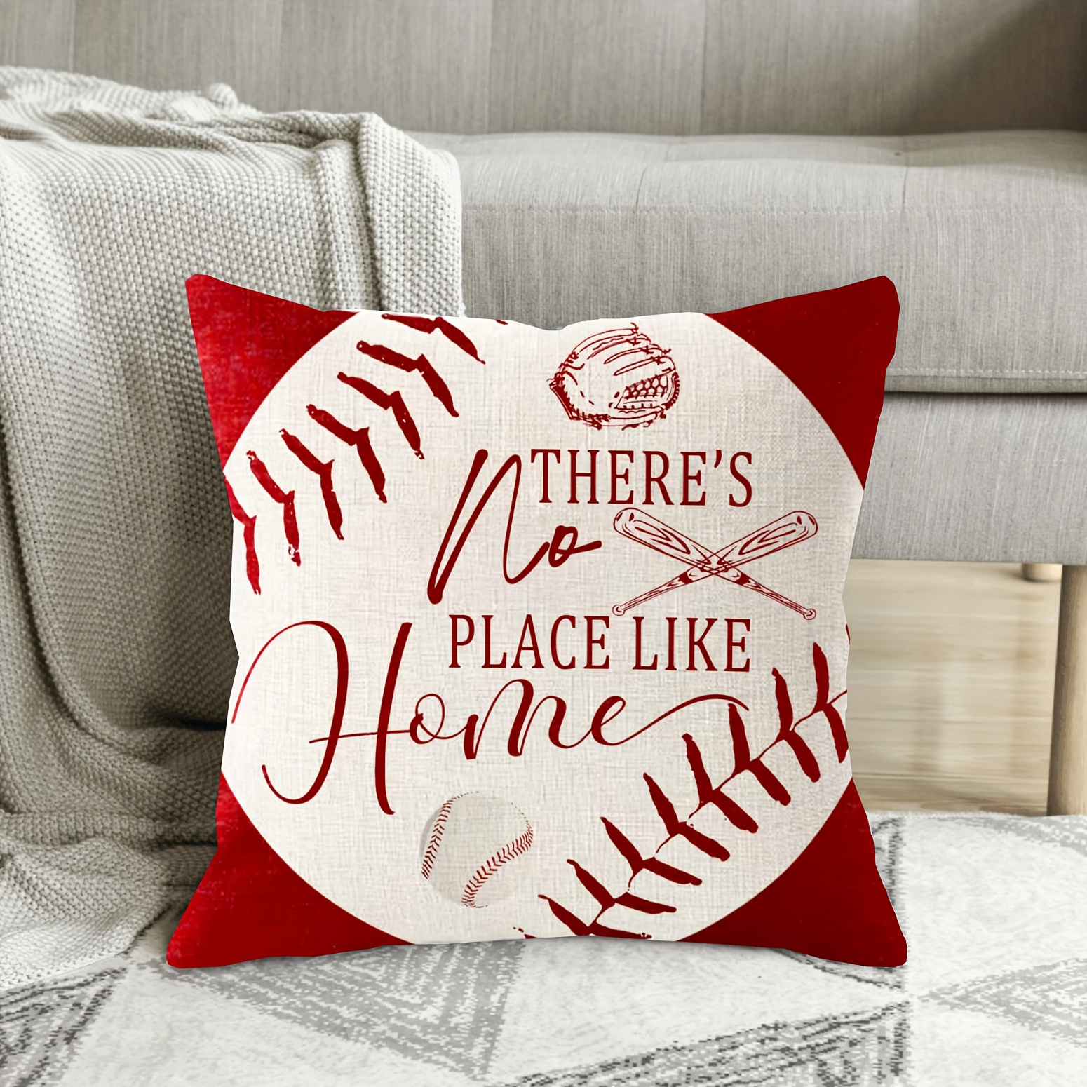 

1pc, Baseball, The Best Gift For Sports Enthusiasts, Square Cushion Cover (18 ''x18' '), Pillowcase, Home Decoration, Room Decoration, (cushion Not Included)