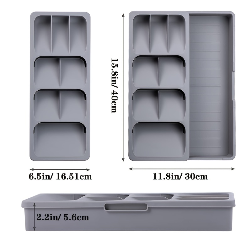 Bandeja De Almacenamiento Organizadora De Cubiertos, Organizador Extensible  De Cubiertos Para Cajón De Cocina Que Sostiene Cubiertos, Cucharas, Tenedo