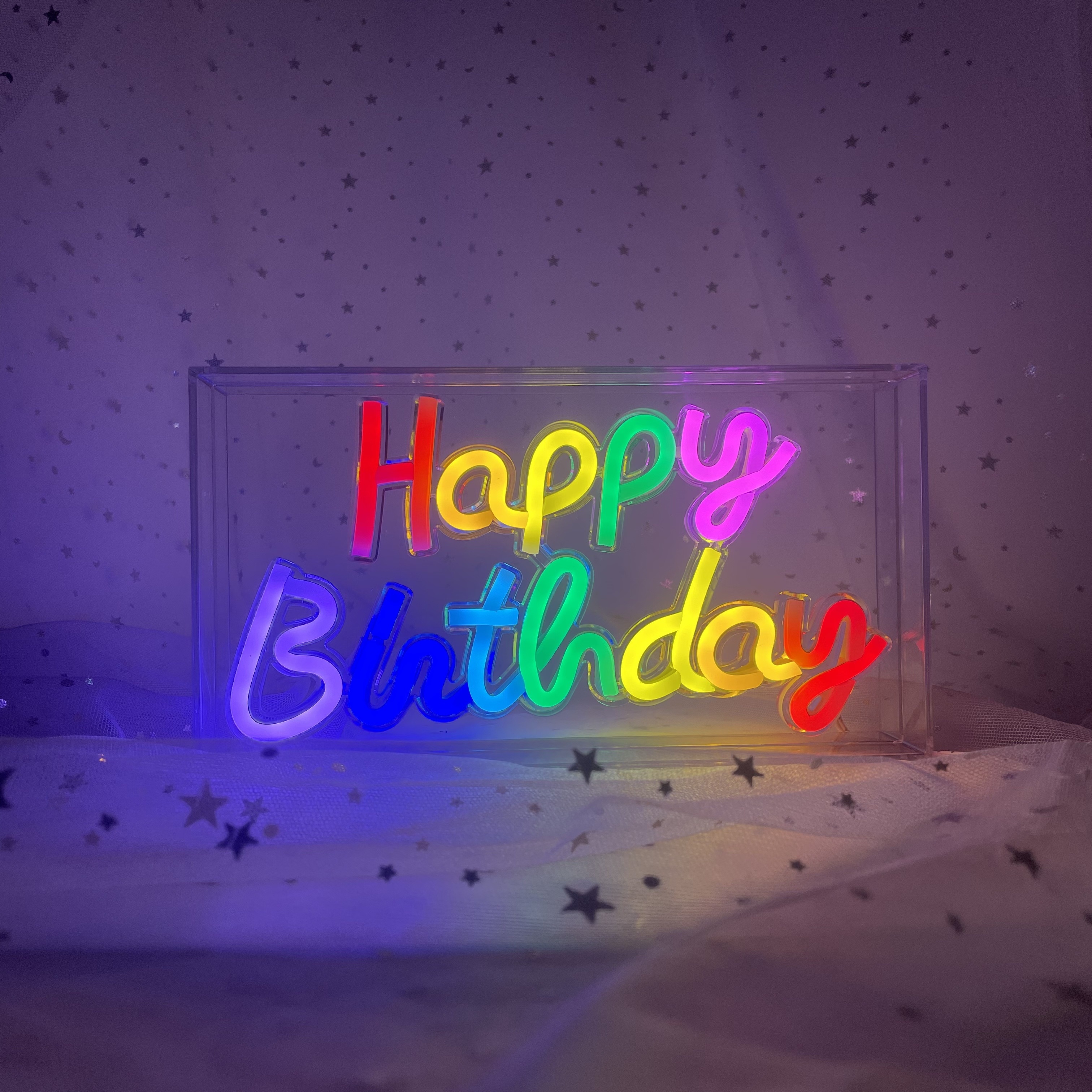 Multi colored Happy Birthday Neon Sign Usb Led Logo Light - Temu