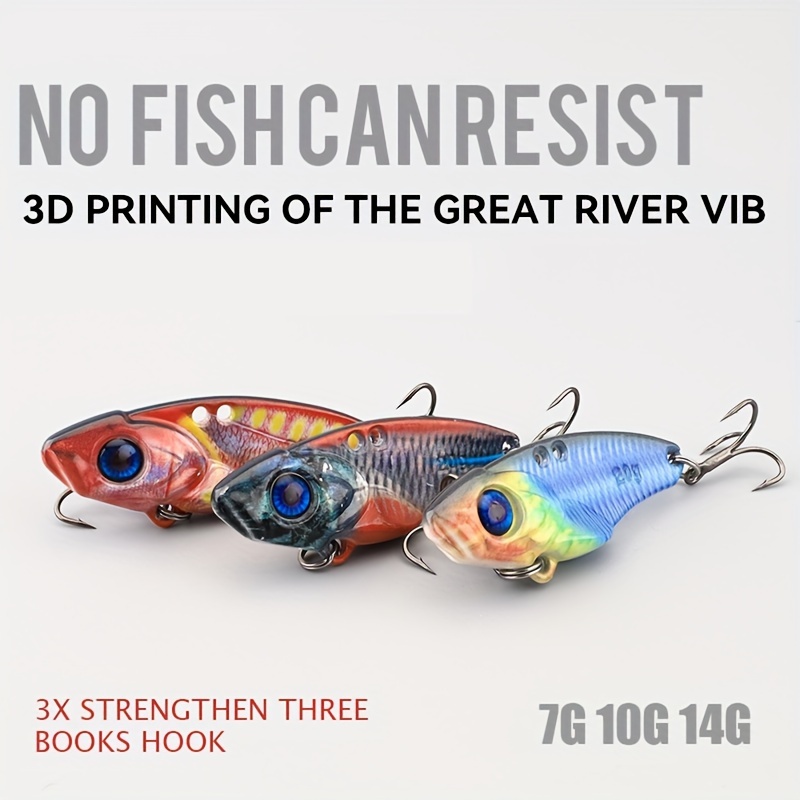 3d Printing Vib Fishing Lure Minnow Bass Bait Treble Hook - Temu