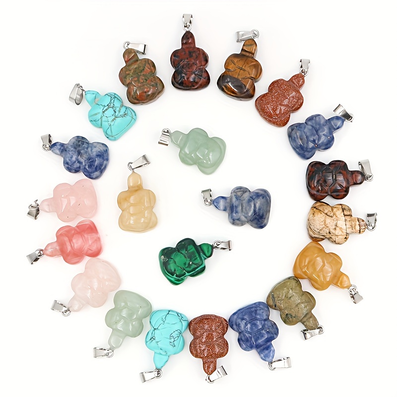 

Natural Stone Turtle Charms Pendant - 12 Pack Assorted Colors