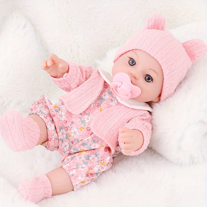 

12inch Pink Knitted Floral Series Vinyl Rebirth Doll Children's Gift Soothing Playset