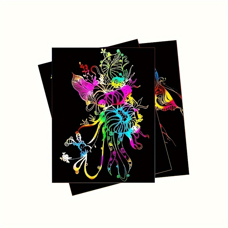 ZMLM Kit de papel de arte para rascar: 50 piezas de papel mágico para  rascar, juego de manualidades de 5 colores brillantes, suministros a granel  para