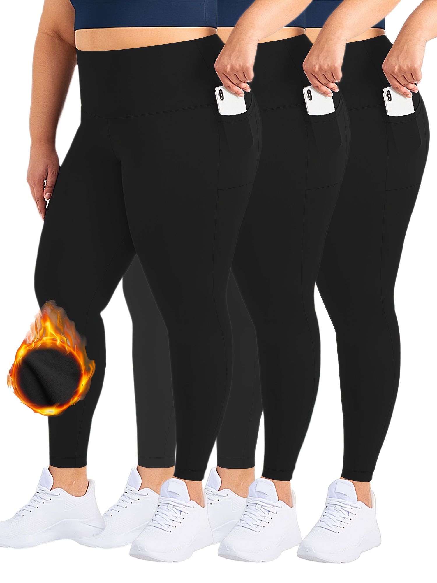 Plus 2pcs Wideband Waist Sports Leggings