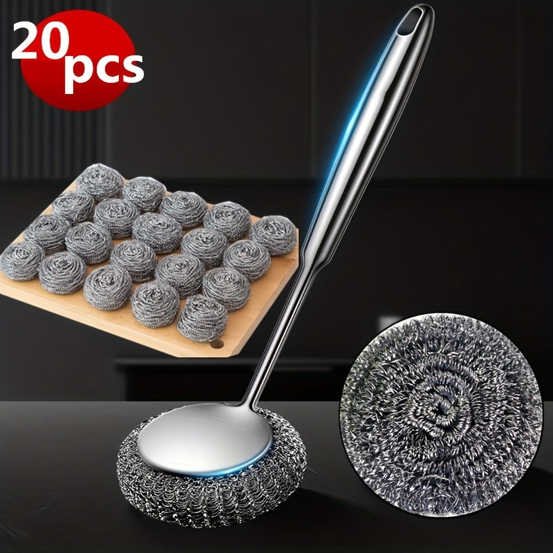 4 PCS Stainless Steel Sponges Scrubbers Cleaning Ball Utensil Scrubber  Density Metal Scrubber Scouring Pads Ball for Pot Pan Dish Wash Cleaning  for