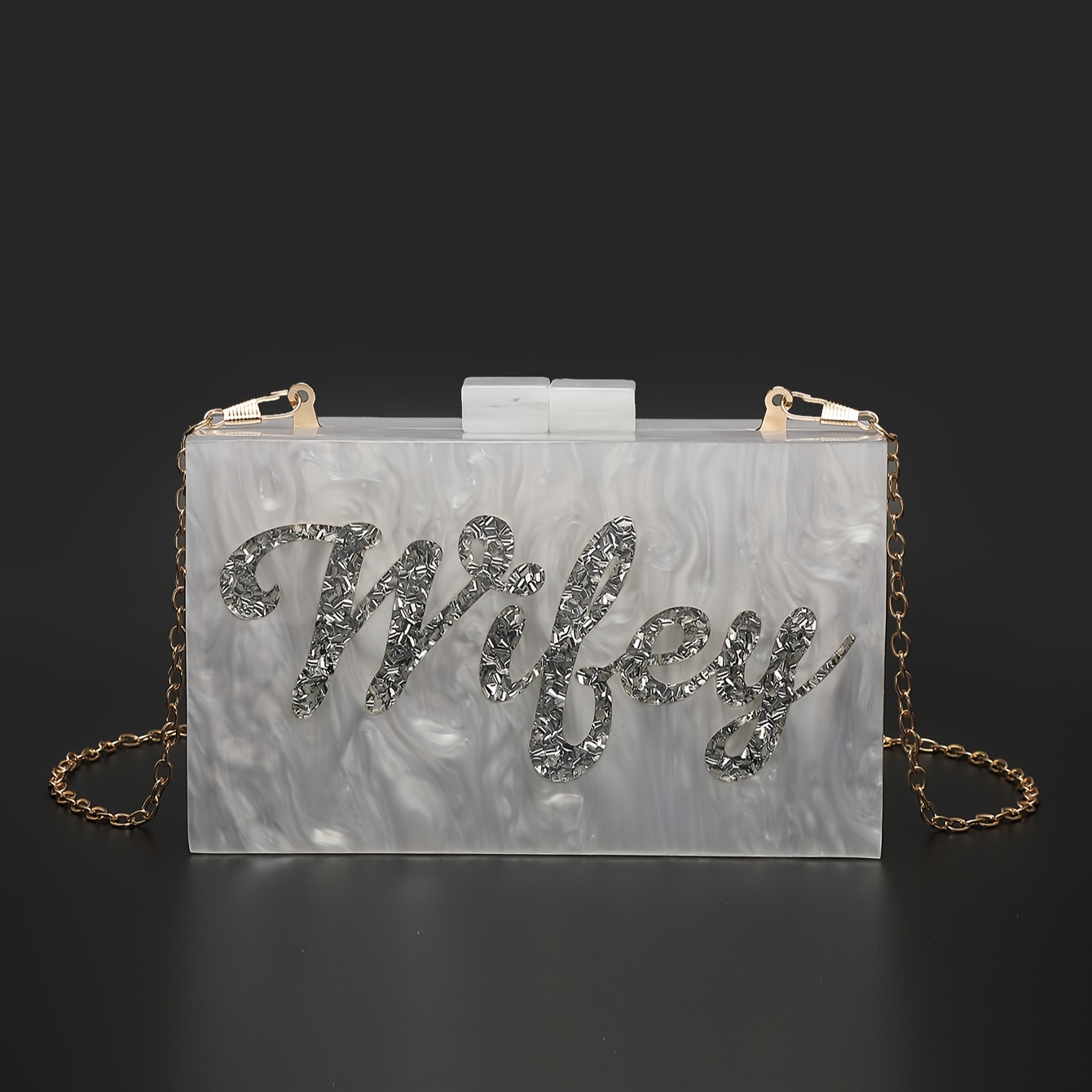 Vintage Rhinestone Evening Handbag Handle Wedding Party Clutch Purse /White  1011