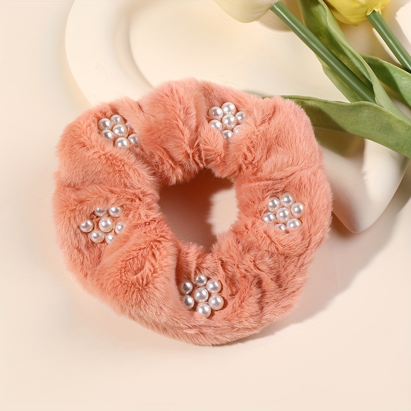 Faux Pearl Decor Scrunchie