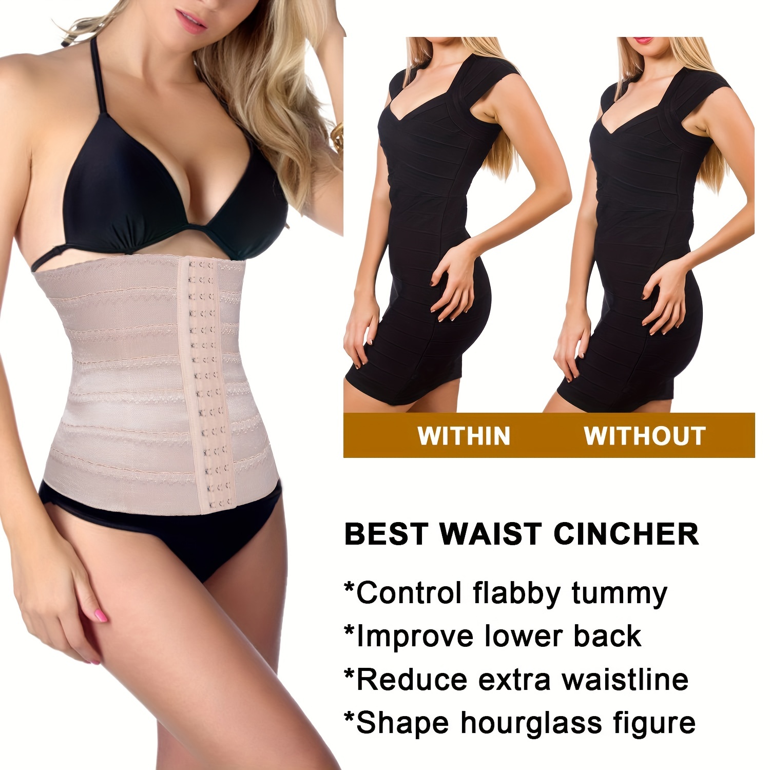 Women Waist Trainer Shapewear Tummy Control Waist Cincher Slim Body Shaper  Workout Girdle Underbust Corset