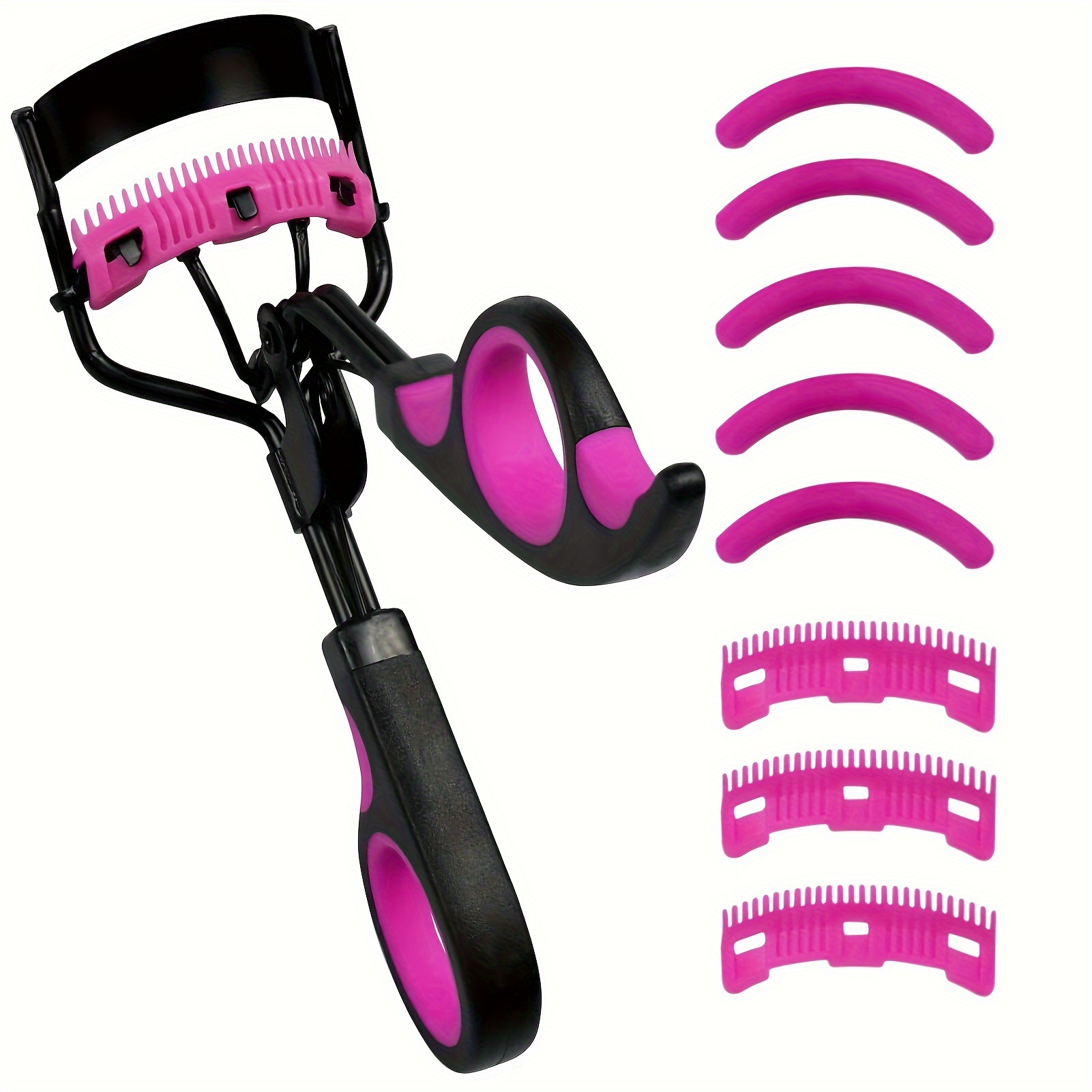 

Eyelash Curlers With Comb Lash Curler With 5 Replacement Refills, 3 Combs, 10 Seconds And Lifted Lashes Black And Purple